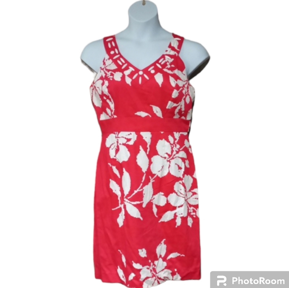 Sandra Darren red sleeveless midi dress